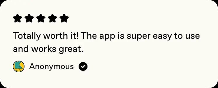 User testimonial showing 5 stars and positive feedback about Picmal