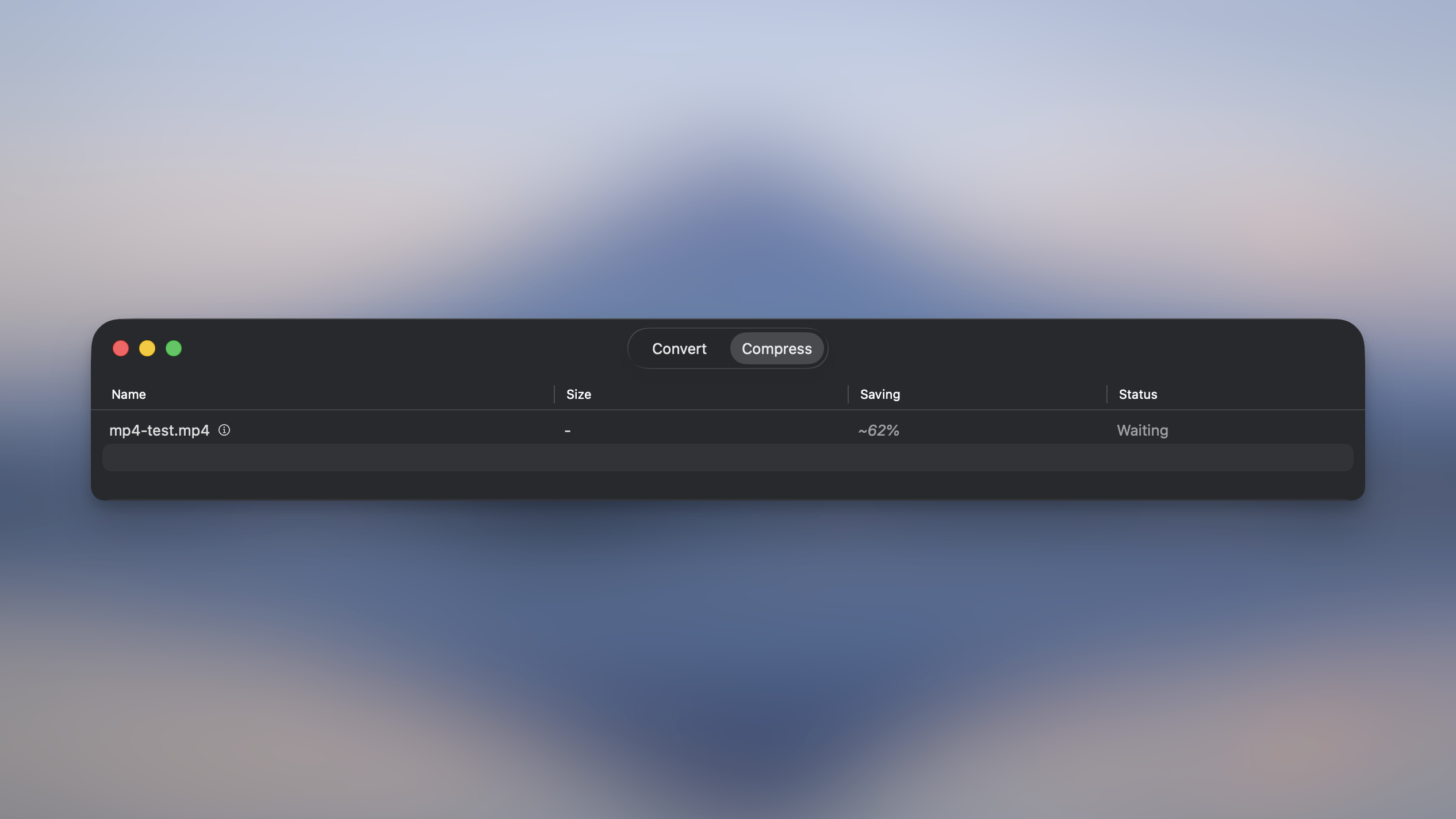 Estimated saving shown before compressing a video in Picmal