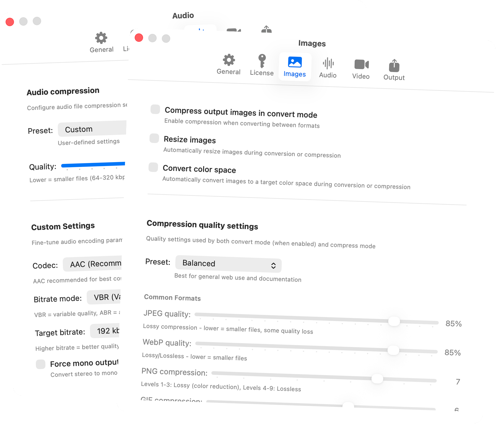 Custom presets interface