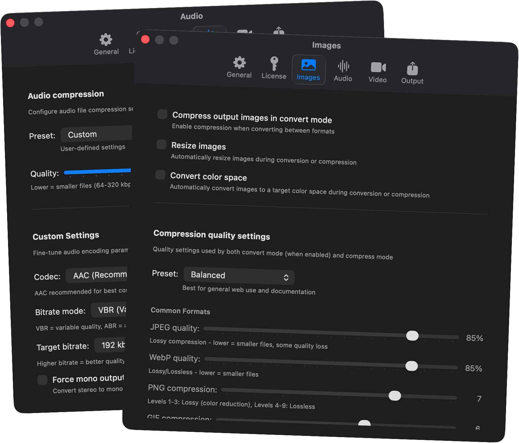 Custom presets interface